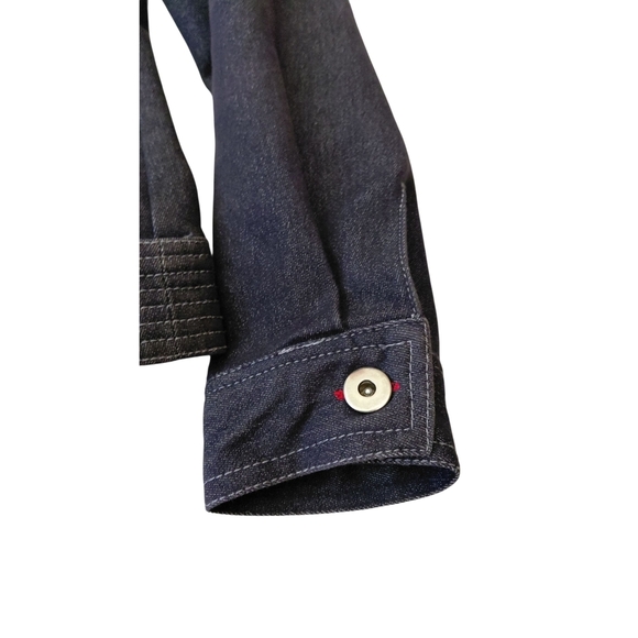 Stylish Women's Denim Jacket with Red Zippers - Picture 9 of 11